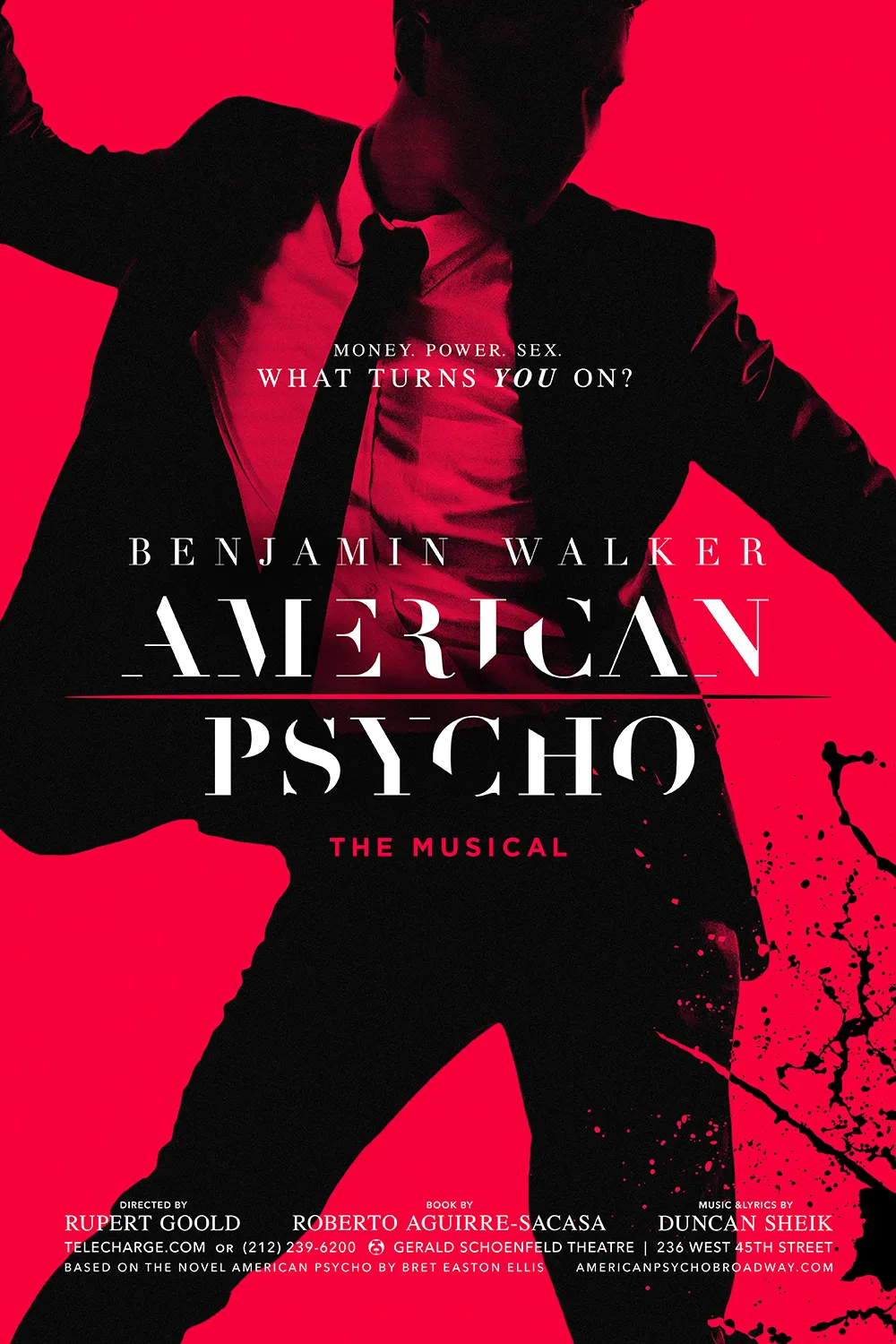 Key Art campaign for American Psycho The Musical on Broadway, art direction and design by Joe Cosentino