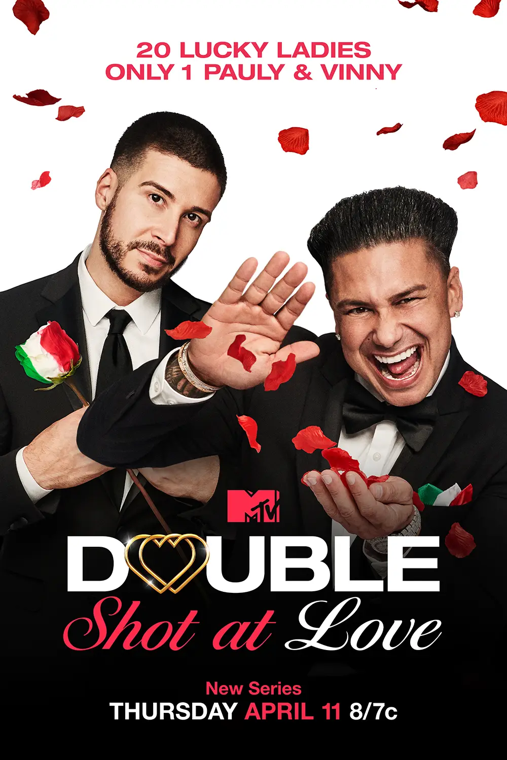 Key Art campaign for Double Shot at Love on MTV starring Vinny and Pauly D from The Jersey Shore, art direction and design by Joe Cosentino