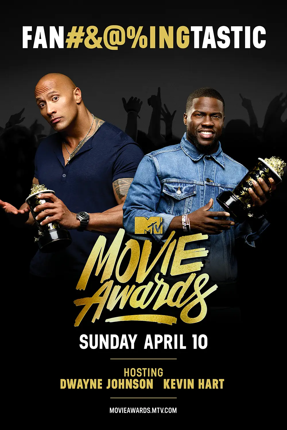Key Art campaign for the the 2016 MTV Movie Awards hosted by Dwayne Johnson & Kevin Hart, art direction and design by Joe Cosentino
