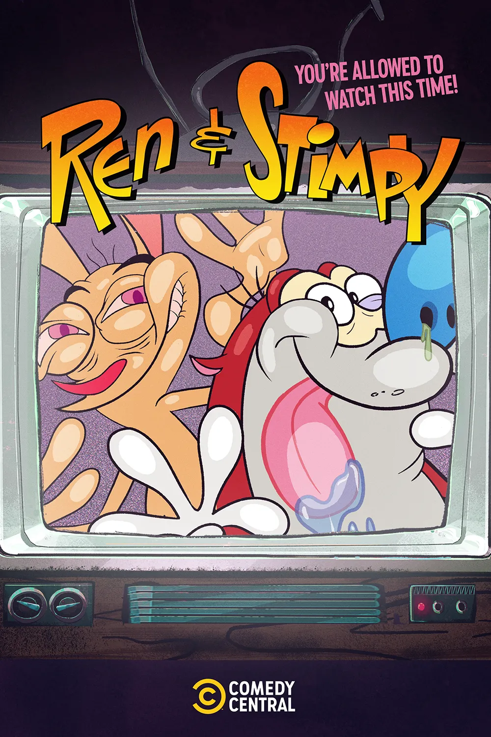 Key Art campaign for Ren & Stimpy on Comedy Central and Paramount+, art direction and design by Joe Cosentino