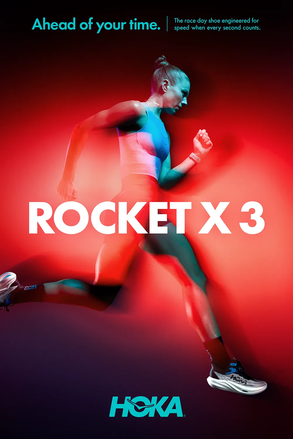 Key Art campaign for Hoka Rocket X 3, art direction and design by Joe Cosentino
