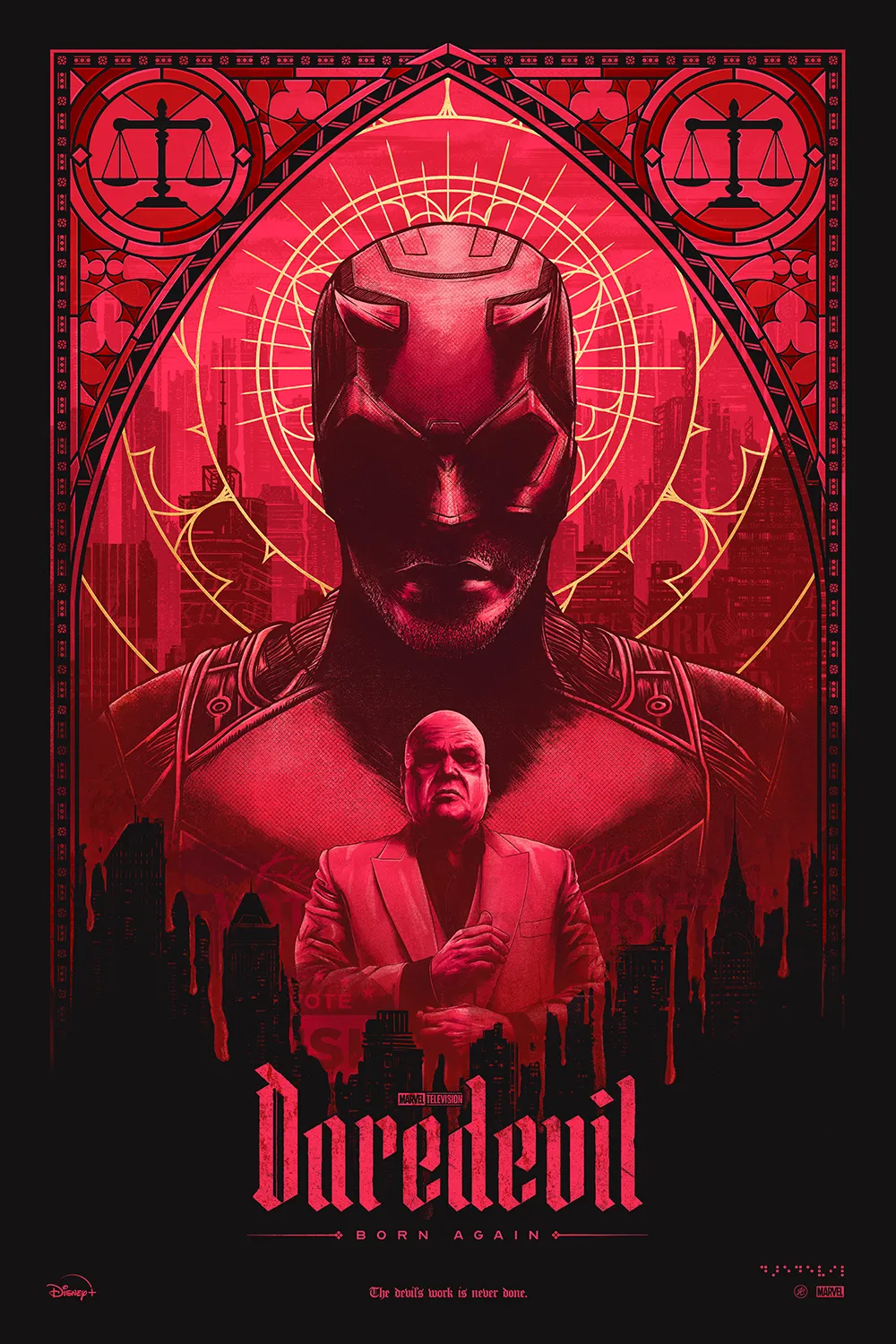 Key Art poster for Marvel Television's Daredevil: Born Again on Disney+, illustration and design by Joe Cosentino