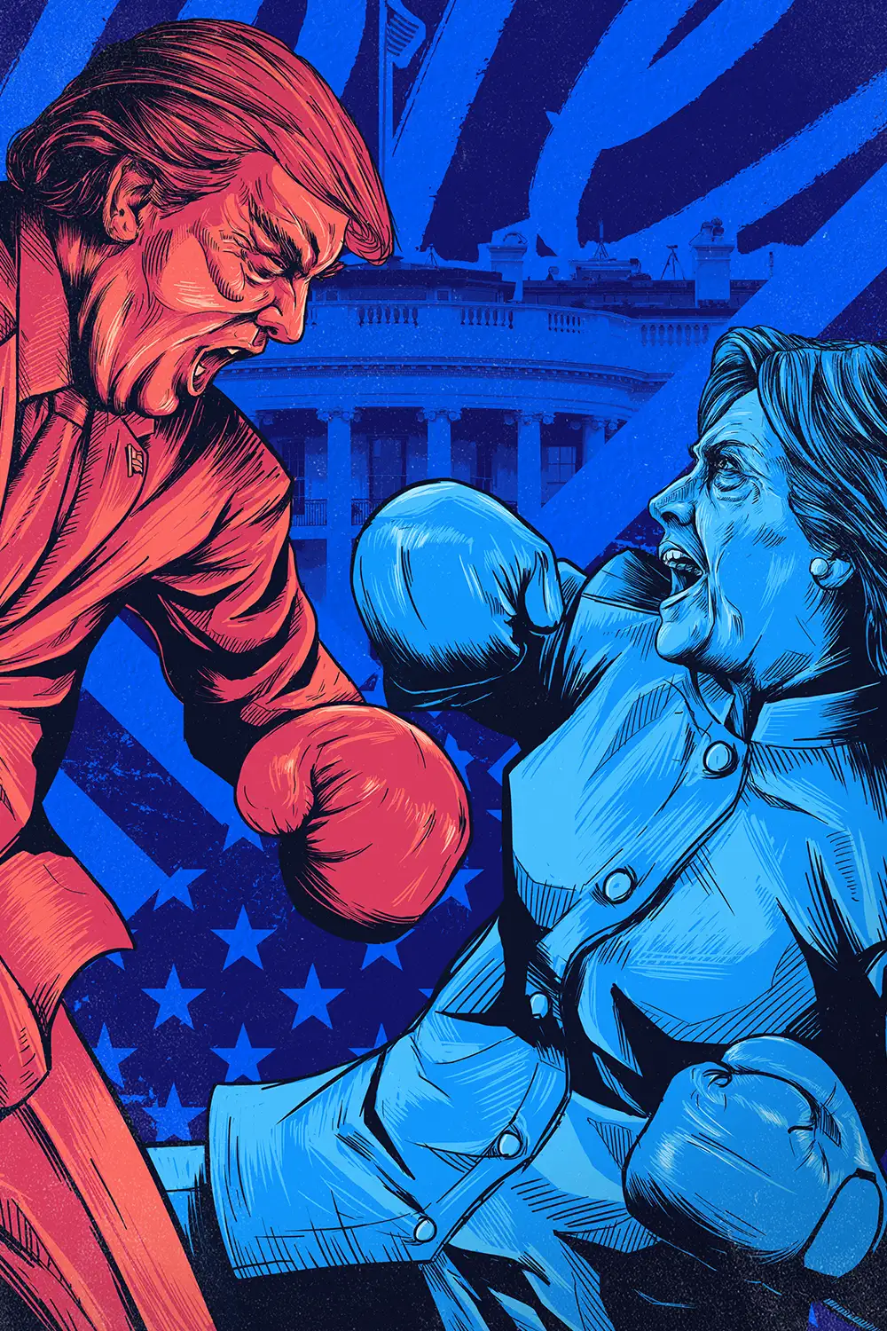 Editorial art for the 2016 election, illustration and design by Joe Cosentino