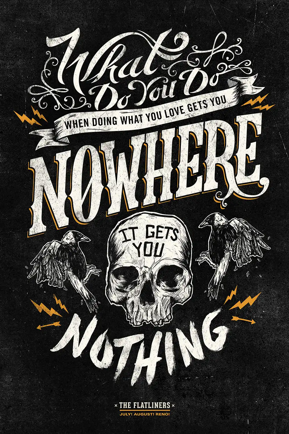 Typographic poster for the Punk band The Flatliners, illustration and design by Joe Cosentino